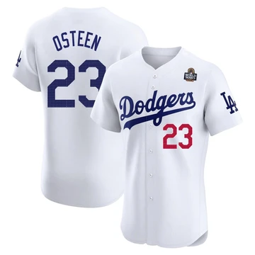 Men's Los Angeles Dodgers Claude Osteen ＃23 White Elite Home 2024 World Series Jersey