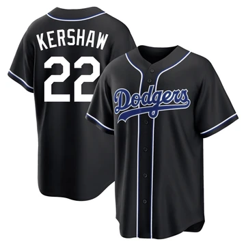Men's Los Angeles Dodgers Clayton Kershaw ＃22 Black Replica Fashion Out Jersey