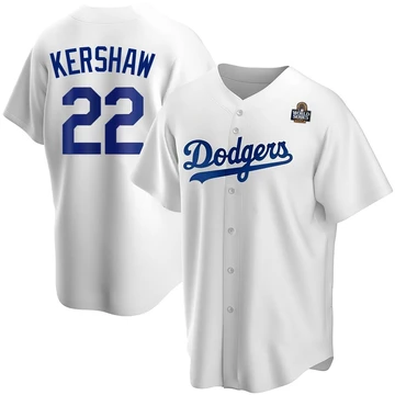 Men's Los Angeles Dodgers Clayton Kershaw ＃22 White Replica Home 2024 World Series Jersey