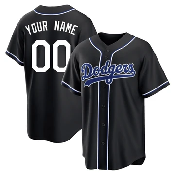 Men's Los Angeles Dodgers Custom ＃00 Black Replica Fashion Out Jersey