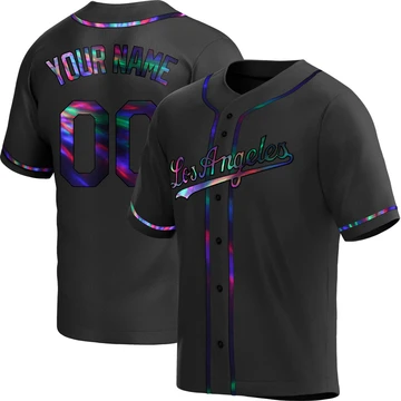 Men's Los Angeles Dodgers Custom ＃00 Black Replica Holographic Alternate Jersey