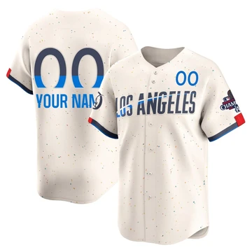 Men's Los Angeles Dodgers Custom ＃00 Cream Limited 2024 City Connect World Series Champions Jersey