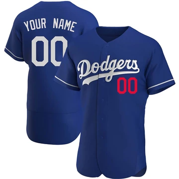 Men's Los Angeles Dodgers Custom ＃00 Royal Authentic Alternate Jersey