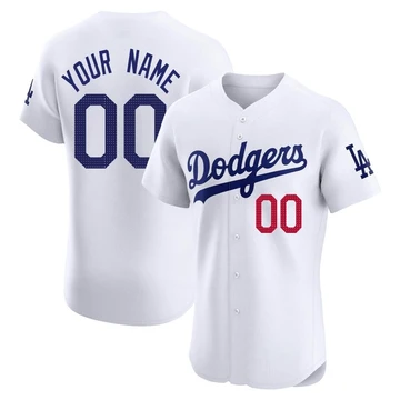 Men's Los Angeles Dodgers Custom ＃00 White Elite Home Jersey