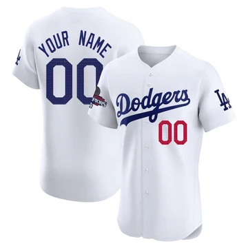 Men's Los Angeles Dodgers Custom ＃00 White Elite Home World Series Champions Jersey