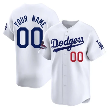 Men's Los Angeles Dodgers Custom ＃00 White Limited Home 2024 World Series Champions Jersey