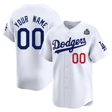 Men's Los Angeles Dodgers Custom ＃00 White Limited Home 2024 World Series Jersey