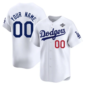Men's Los Angeles Dodgers Custom ＃00 White Limited Home 2025 World Series Jersey