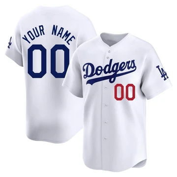 Men's Los Angeles Dodgers Custom ＃00 White Limited Home Jersey