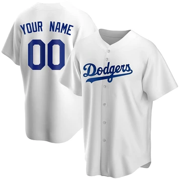 Men's Los Angeles Dodgers Custom ＃00 White Replica Home Jersey
