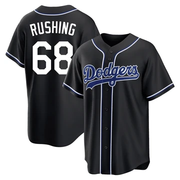 Men's Los Angeles Dodgers Dalton Rushing ＃68 Black Replica Fashion Out Jersey