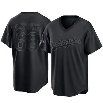 Men's Los Angeles Dodgers Dalton Rushing ＃68 Black Replica Pitch Fashion 2024 World Series Champions Jersey