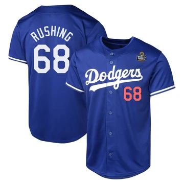 Men's Los Angeles Dodgers Dalton Rushing ＃68 Royal Limited Alternate 2024 World Series Jersey