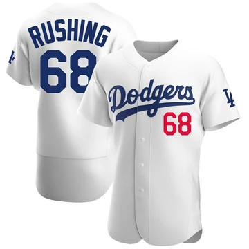 Men's Los Angeles Dodgers Dalton Rushing ＃68 White Authentic Home Jersey