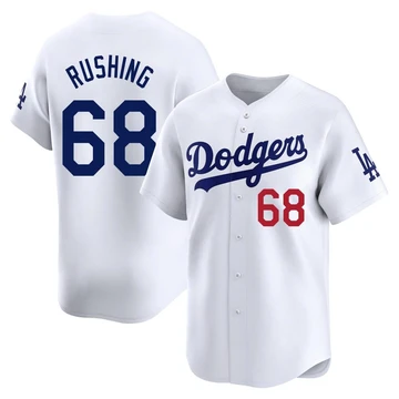 Men's Los Angeles Dodgers Dalton Rushing ＃68 White Limited Home Jersey