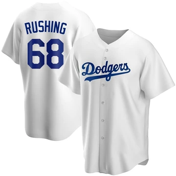 Men's Los Angeles Dodgers Dalton Rushing ＃68 White Replica Home Jersey