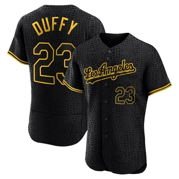 Men's Los Angeles Dodgers Danny Duffy ＃23 Black Authentic Snake Skin City Jersey