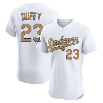 Men's Los Angeles Dodgers Danny Duffy ＃23 Gold Elite White 2025 Collection Jersey