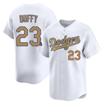 Men's Los Angeles Dodgers Danny Duffy ＃23 Gold Limited White 2025 Collection Jersey