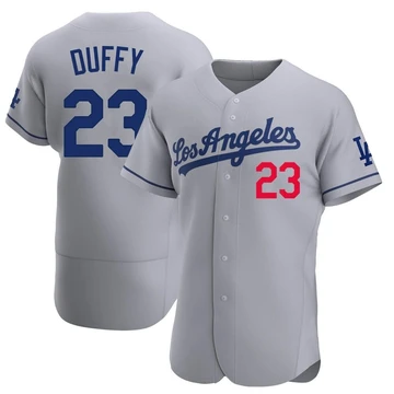 Men's Los Angeles Dodgers Danny Duffy ＃23 Gray Authentic Away Jersey