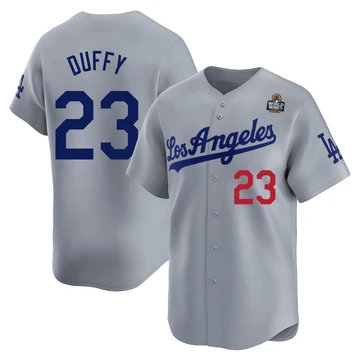 Men's Los Angeles Dodgers Danny Duffy ＃23 Gray Limited Away 2024 World Series Jersey