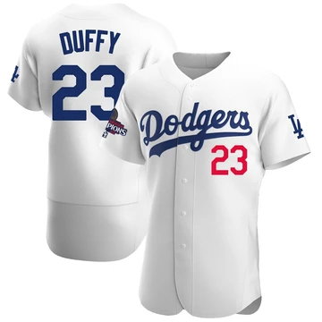 Men's Los Angeles Dodgers Danny Duffy ＃23 White Authentic Home Official 2024 World Series Champions Jersey
