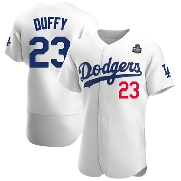 Men's Los Angeles Dodgers Danny Duffy ＃23 White Authentic Home Official 2024 World Series Jersey
