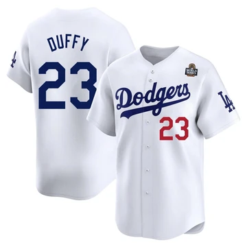 Men's Los Angeles Dodgers Danny Duffy ＃23 White Limited Home 2024 World Series Jersey