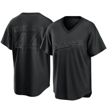 Men's Los Angeles Dodgers Darryl Strawberry ＃44 Black Replica Pitch Fashion Jersey