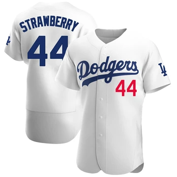 Men's Los Angeles Dodgers Darryl Strawberry ＃44 White Authentic Home Jersey