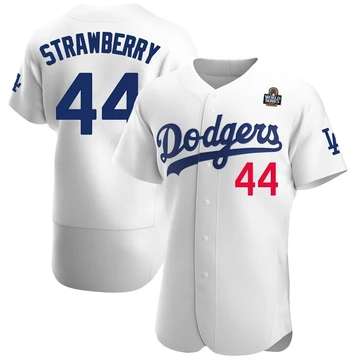 Men's Los Angeles Dodgers Darryl Strawberry ＃44 White Authentic Home Official 2024 World Series Jersey