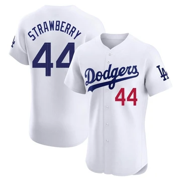 Men's Los Angeles Dodgers Darryl Strawberry ＃44 White Elite Home Jersey