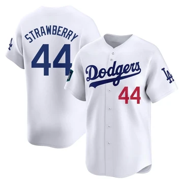 Men's Los Angeles Dodgers Darryl Strawberry ＃44 White Limited 2024 World Tour Seoul Series Home Jersey