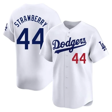 Men's Los Angeles Dodgers Darryl Strawberry ＃44 White Limited Home Jersey