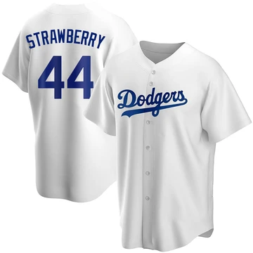 Men's Los Angeles Dodgers Darryl Strawberry ＃44 White Replica Home Jersey