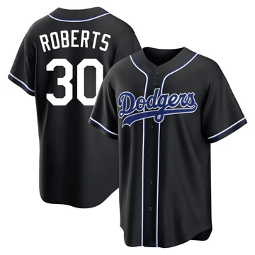 Men's Los Angeles Dodgers Dave Roberts ＃30 Black Replica Fashion Out Jersey