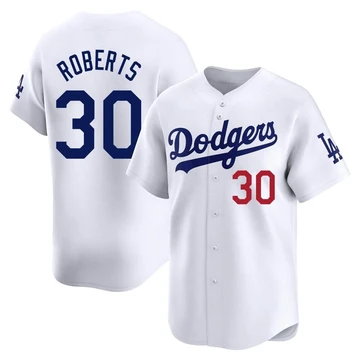 Men's Los Angeles Dodgers Dave Roberts ＃30 White Limited Home Jersey