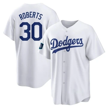 Men's Los Angeles Dodgers Dave Roberts ＃30 White Replica 2024 World Tour Seoul Series Home Jersey