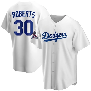 Men's Los Angeles Dodgers Dave Roberts ＃30 White Replica Home 2024 World Series Champions Jersey