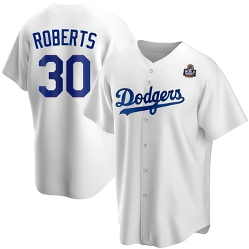 Men's Los Angeles Dodgers Dave Roberts ＃30 White Replica Home 2024 World Series Jersey
