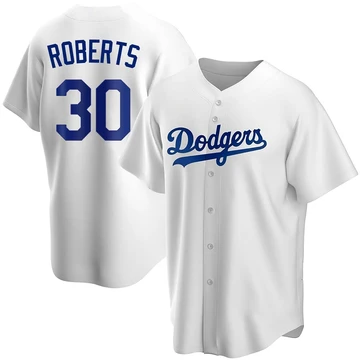 Men's Los Angeles Dodgers Dave Roberts ＃30 White Replica Home Jersey
