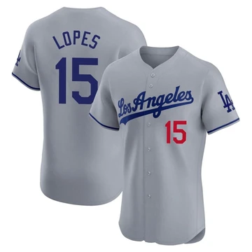 Men's Los Angeles Dodgers Davey Lopes ＃15 Gray Elite Road Jersey
