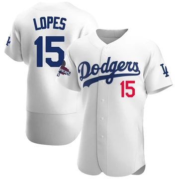 Men's Los Angeles Dodgers Davey Lopes ＃15 White Authentic Home Official 2024 World Series Champions Jersey