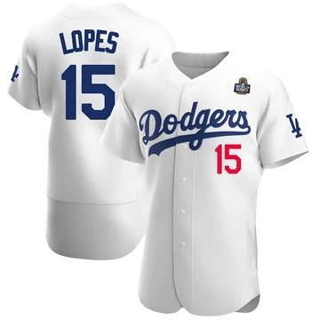 Men's Los Angeles Dodgers Davey Lopes ＃15 White Authentic Home Official 2024 World Series Jersey