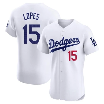 Men's Los Angeles Dodgers Davey Lopes ＃15 White Elite Home Jersey