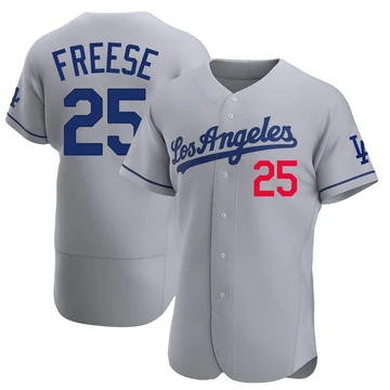 Men's Los Angeles Dodgers David Freese ＃25 Gray Authentic Away Jersey