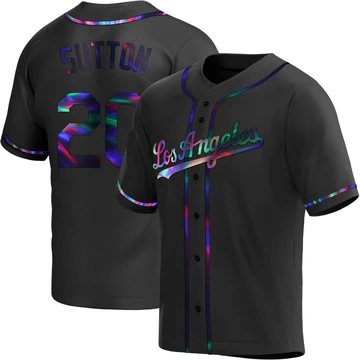 Men's Los Angeles Dodgers Don Sutton ＃20 Black Replica Holographic Alternate Jersey