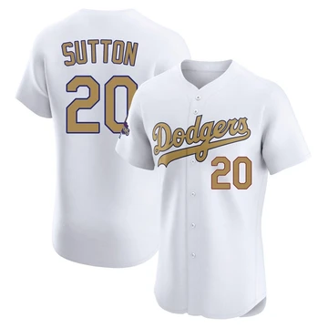 Men's Los Angeles Dodgers Don Sutton ＃20 Gold Elite White 2025 Collection Jersey