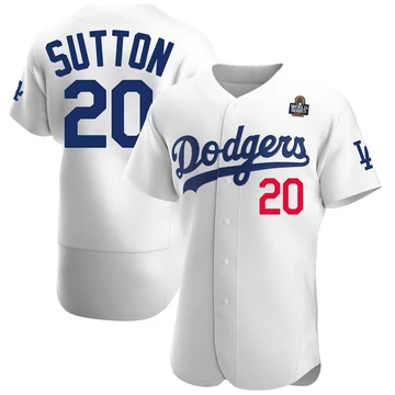 Men's Los Angeles Dodgers Don Sutton ＃20 White Authentic Home Official 2024 World Series Jersey