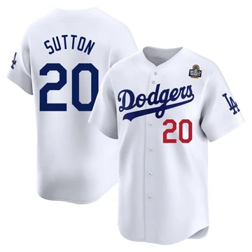 Men's Los Angeles Dodgers Don Sutton ＃20 White Limited Home 2024 World Series Jersey